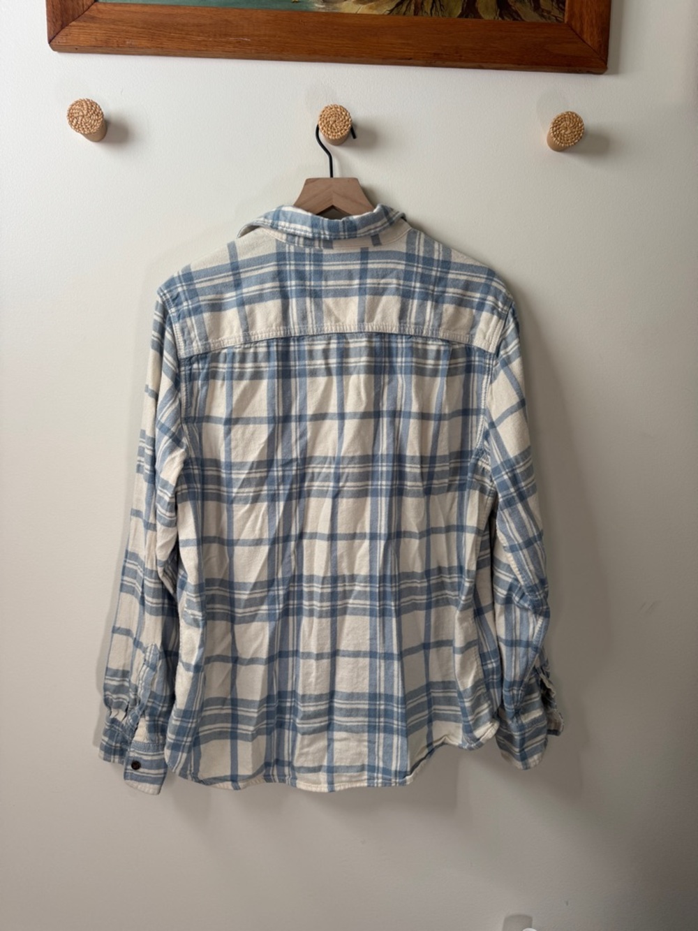 XL Blue & White Plaid Oversized Button-Up Shirt - Picture 6 of 6